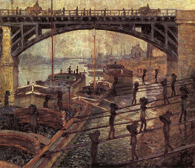 Claude Monet Men Unloading Coal Sweden oil painting art